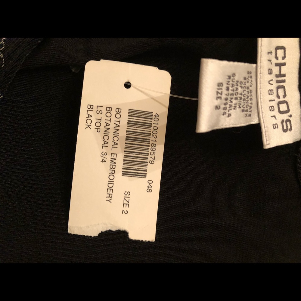 Chico’s black embroidered & embellished top sz 2 - Formal Wear Wedding NWT - Picture 5 of 5